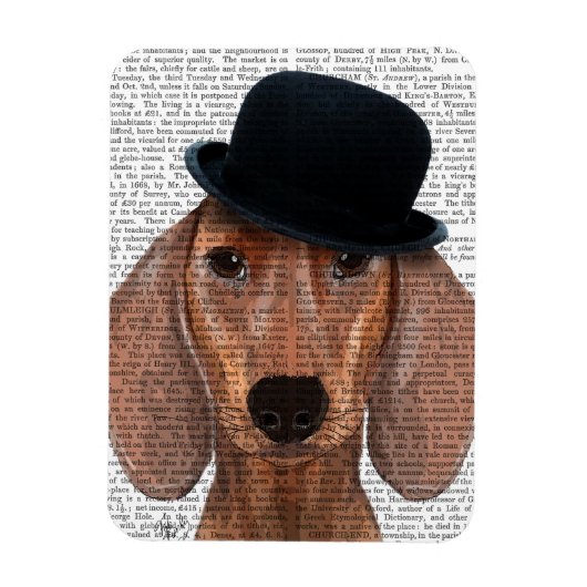 Dachshund met Black Bowler Pet Magneet (Verticaal)