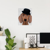 Dachshund met Black Bowler Pet Poster (Thuiskantoor)