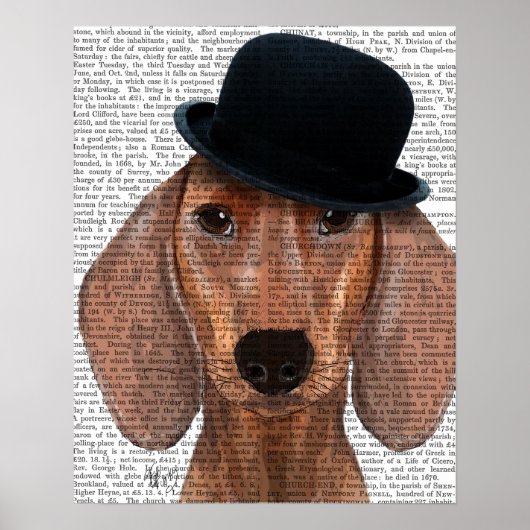 Dachshund met Black Bowler Pet Poster (Voorkant)