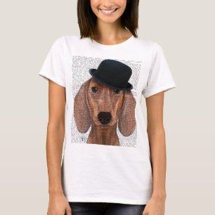 Dachshund met Black Bowler Pet T-shirt