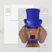 Dachshund met blauw bovenhoofd en blauwe snor briefkaart (Voorkant / Achterkant)