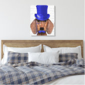 Dachshund met blauw bovenhoofd en blauwe snor canvas afdruk (Insitu (Slaapkamer))