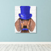 Dachshund met blauw bovenhoofd en blauwe snor canvas afdruk (Insitu (Houten vloer))
