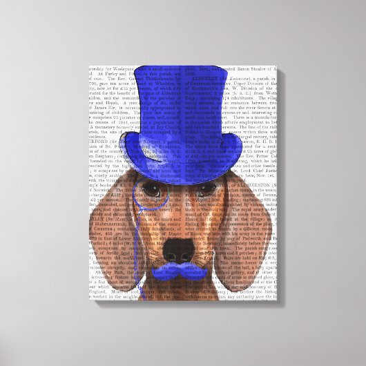 Dachshund met blauw bovenhoofd en blauwe snor canvas afdruk (Voorkant)