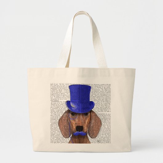 Dachshund met blauw bovenhoofd en blauwe snor grote tote bag (Voorkant)