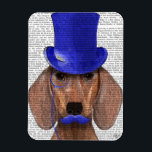 Dachshund met blauw bovenhoofd en blauwe snor magneet<br><div class="desc">Gezelschapsdieren</div>
