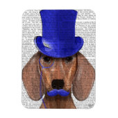 Dachshund met blauw bovenhoofd en blauwe snor magneet (Verticaal)