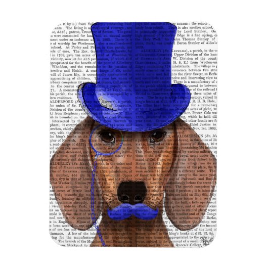 Dachshund met blauw bovenhoofd en blauwe snor magneet (Verticaal)