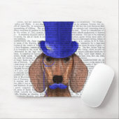Dachshund met blauw bovenhoofd en blauwe snor muismat (Met muis)