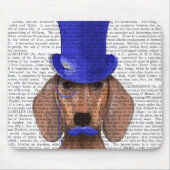 Dachshund met blauw bovenhoofd en blauwe snor muismat (Voorkant)