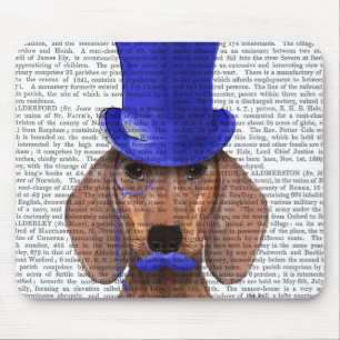 Dachshund met blauw bovenhoofd en blauwe snor muismat