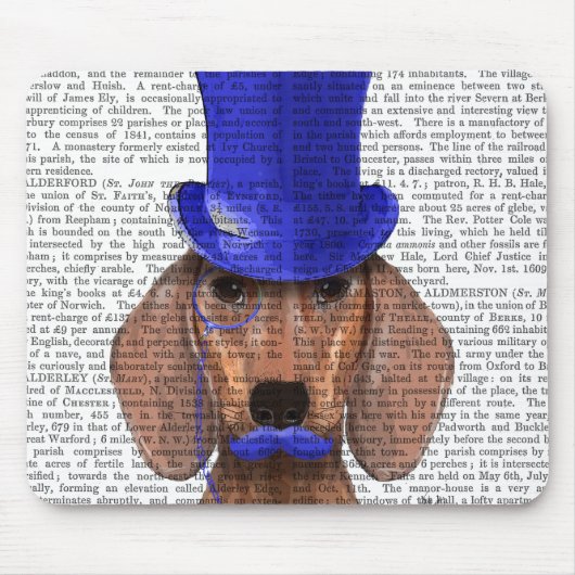 Dachshund met blauw bovenhoofd en blauwe snor muismat (Voorkant)