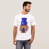 Dachshund met blauw bovenhoofd en blauwe snor t-shirt (Voorkant volledig)