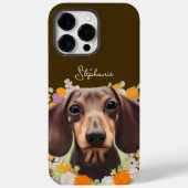Dachshund met bloemen en naam Doxie Case-Mate iPhone Case (Achterkant)
