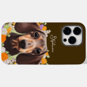 Dachshund met bloemen en naam Doxie Case-Mate iPhone Case (Achterkant (horizontaal))