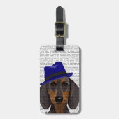 Dachshund met Blue Trilby Bagagelabel (Voorkant verticaal)