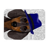 Dachshund met Blue Trilby Magneet (Horizontaal)