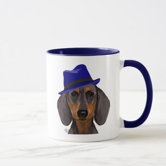 Dachshund met Blue Trilby Mok (Rechts)