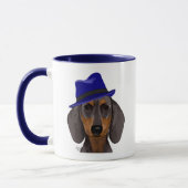 Dachshund met Blue Trilby Mok (Links)