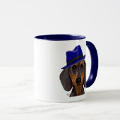 Dachshund met Blue Trilby Mok (Voorkant rechts)