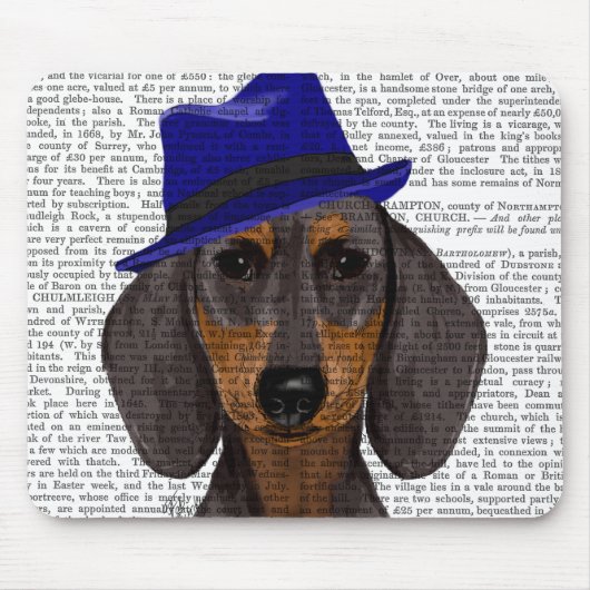 Dachshund met Blue Trilby Muismat (Voorkant)