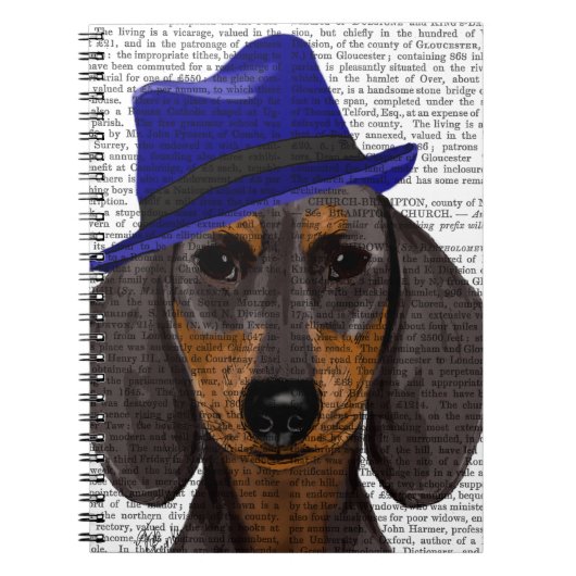 Dachshund met Blue Trilby Notitieboek (Voorkant)