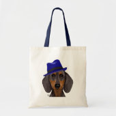 Dachshund met Blue Trilby Tote Bag (Voorkant)
