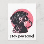 Dachshund met bril en bubble gum gepersonaliseerd briefkaart (Voorkant)