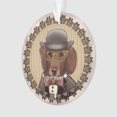 Dachshund met bril Ornament (voorkant)
