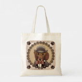 Dachshund met bril Tote Bag (Achterkant)