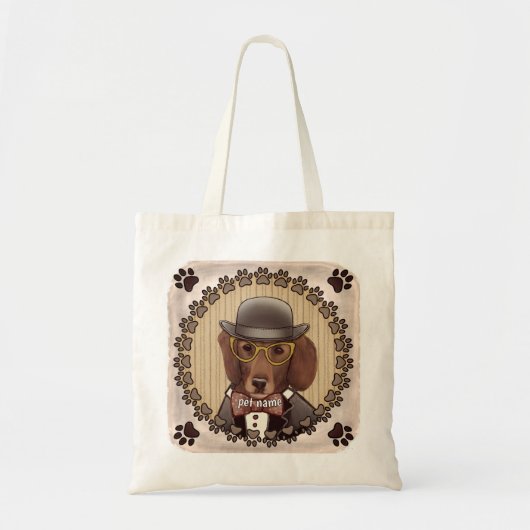 Dachshund met bril Tote Bag (Voorkant)
