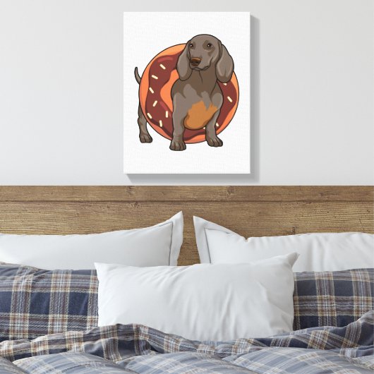 Dachshund met Donut Canvas Afdruk (Insitu (Slaapkamer))