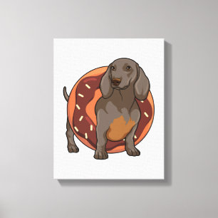 Dachshund met Donut Canvas Afdruk