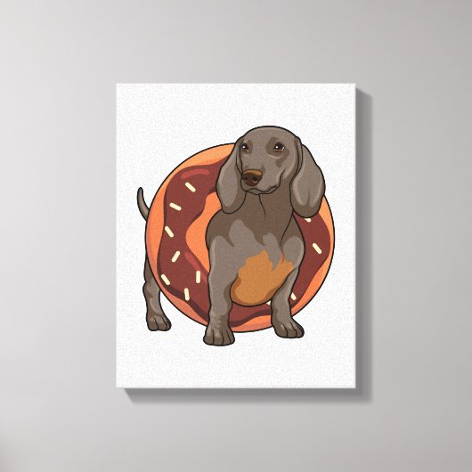 Dachshund met Donut Canvas Afdruk (Voorkant)