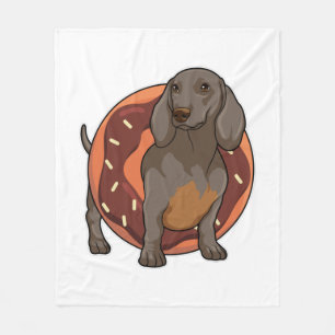 Dachshund met Donut Fleece Deken