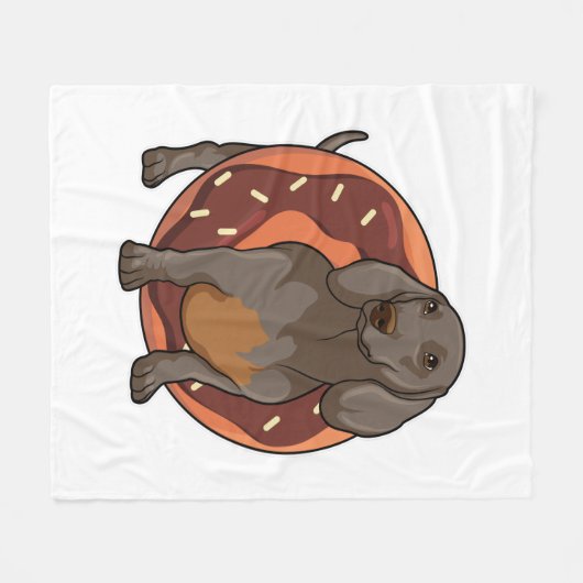 Dachshund met Donut Fleece Deken (Voorkant (Horizontaal))