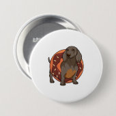 Dachshund met Donut Ronde Button 7,6 Cm (Voorkant /achterkant)