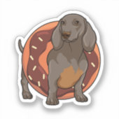 Dachshund met Donut Sticker (Voorkant)