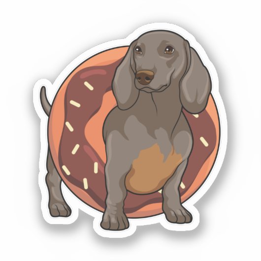 Dachshund met Donut Sticker (Voorkant)