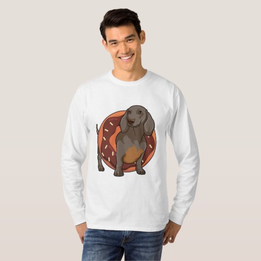 Dachshund met Donut T-shirt (Voorkant volledig)