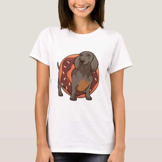 Dachshund met Donut T-shirt (Voorkant)