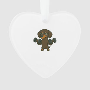 Dachshund met dumbbell fitness training biceps wo ornament