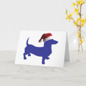 Dachshund met een kerstmannenhoed kaart (Gele Bloem)