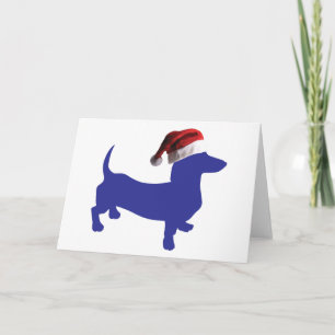 Dachshund met een kerstmannenhoed kaart