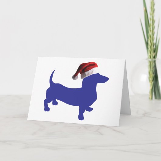Dachshund met een kerstmannenhoed kaart (Voorkant)
