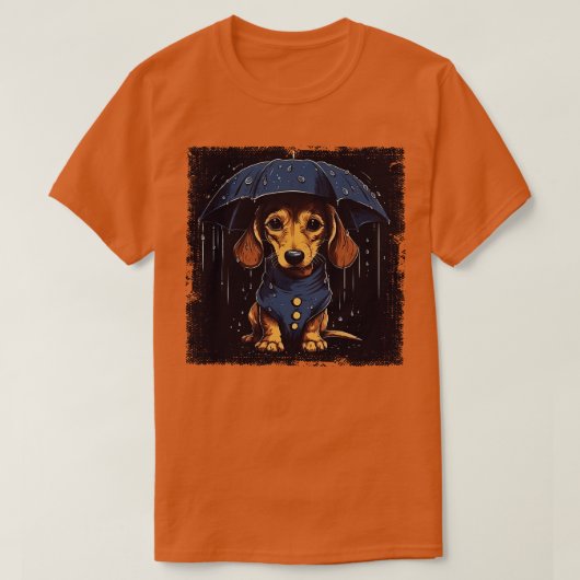 Dachshund met een kleine paraplu t-shirt (Design voorkant)