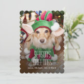 Dachshund met elf staarten feestdagenkaart (Staand voorkant)