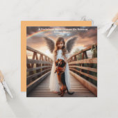 Dachshund met engel Regenboogbrug condoleancekaart Kaart (Voorkant / Achterkant in situ)