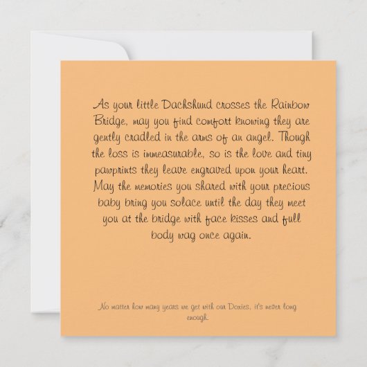Dachshund met engel Regenboogbrug condoleancekaart Kaart (Achterkant)