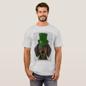 Dachshund met Green Top Hat Black Tan 2 (Voorkant volledig)